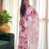 Lucknowi Work Digital Printed Saree