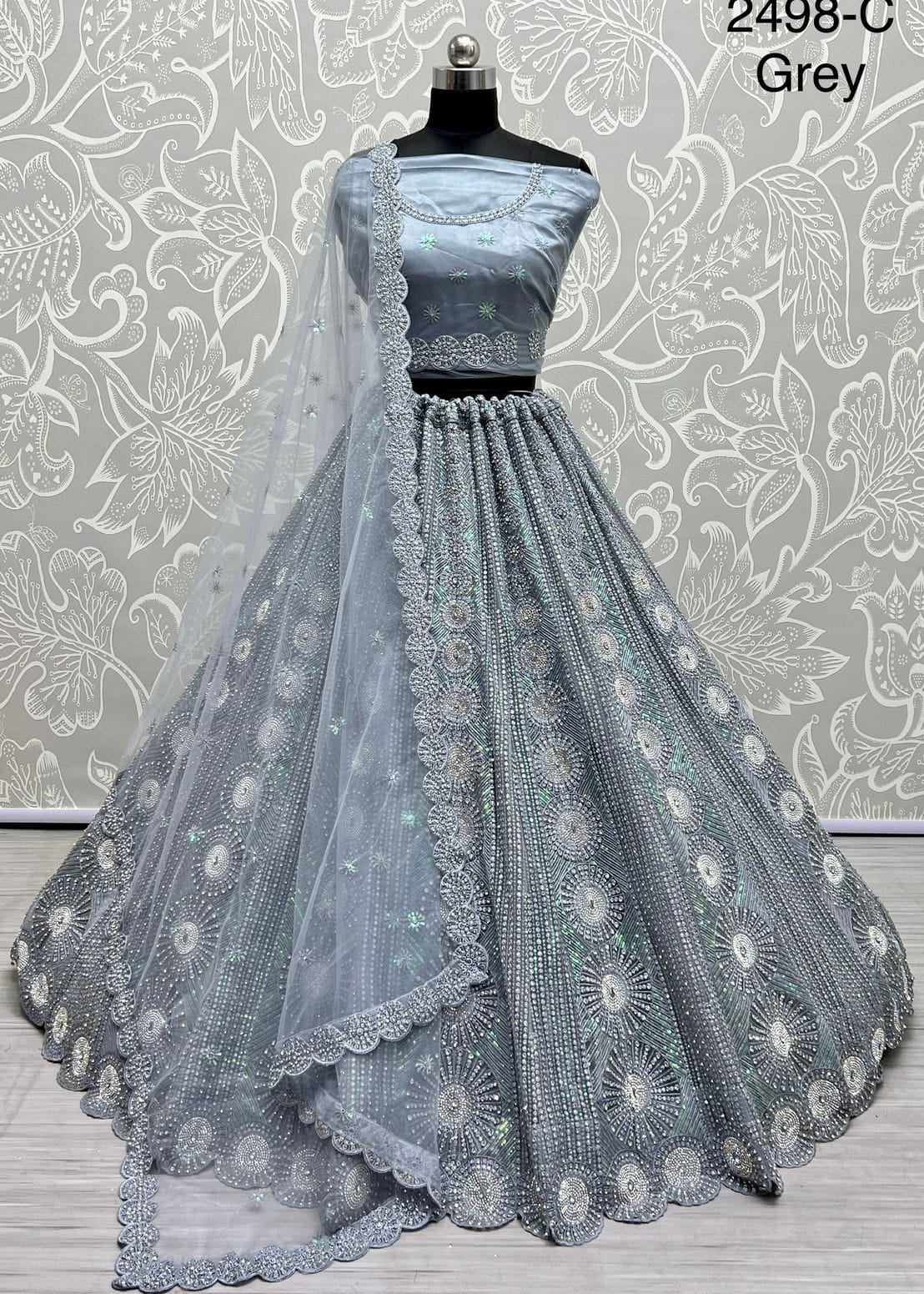 zircon and sequins embroidered partywear Lehengacholi