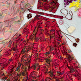 Presenting Red Flower Printed Lehenga