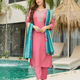 Ethnic Pink Viscose Straight Kurta