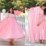 Pink Vichitra Silk Anarkali Gown