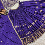 Indigo Heavy Chinon Silk Lehenga