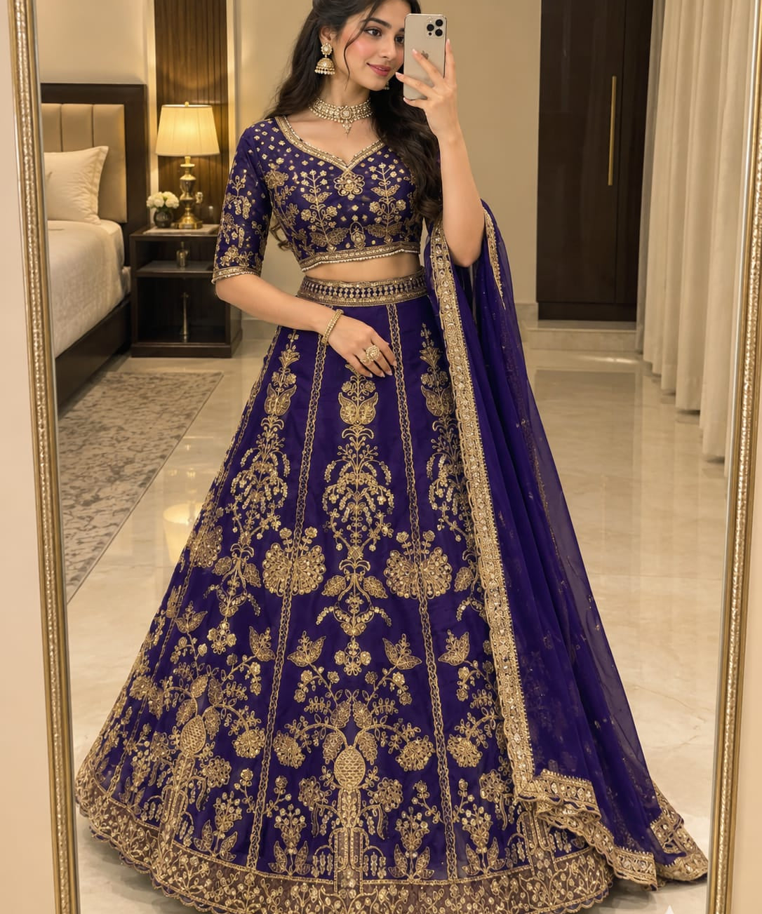 Royal Blue Grand Embroidered Lehenga