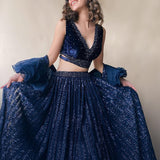 Bluish partywear lahenga choli