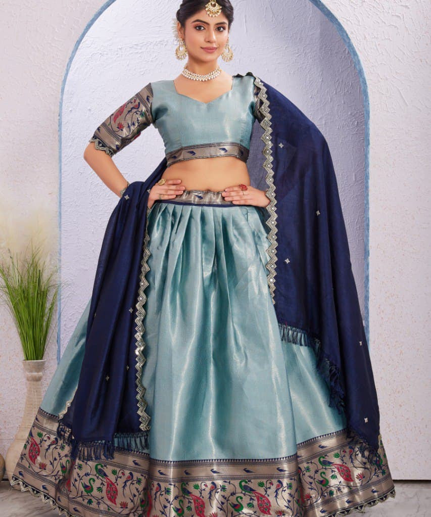Traditional Chinon Jacquard Silk Lehenga