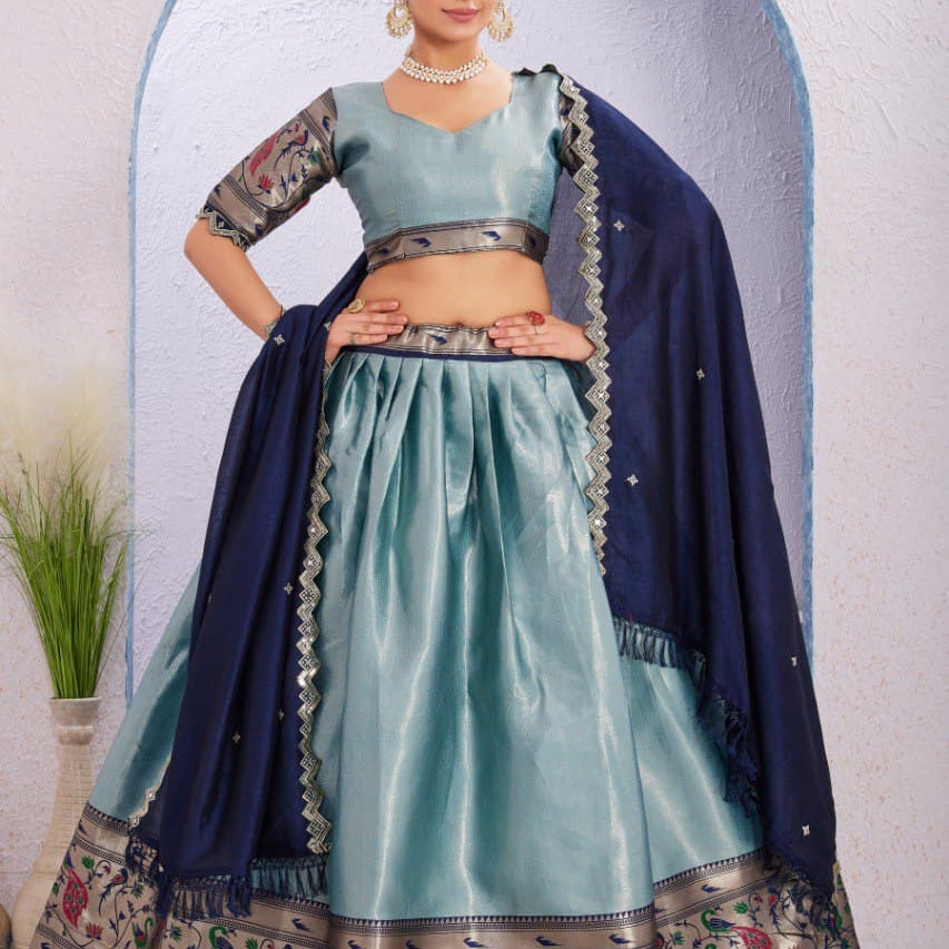 Traditional Chinon Jacquard Silk Lehenga