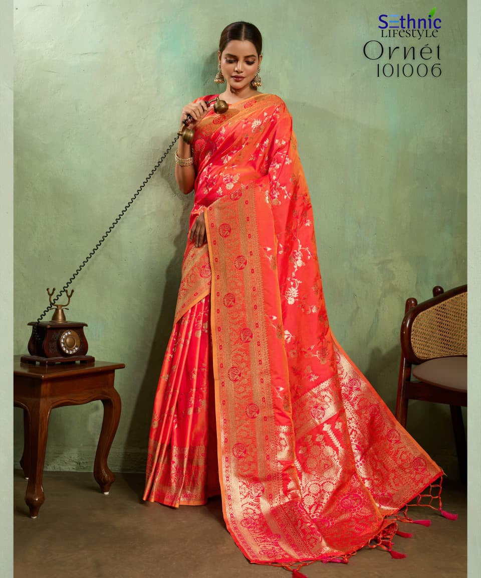 Adorn Golden Zari Woven Silk Saree