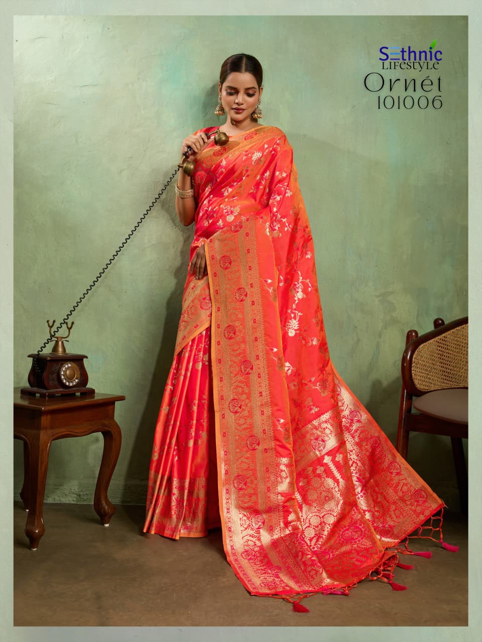Adorn Golden Zari Woven Silk Saree