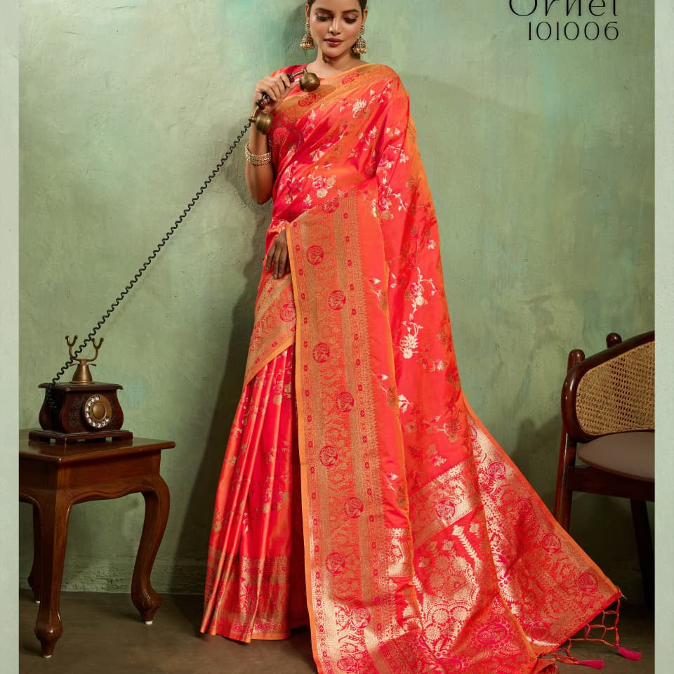 Adorn Golden Zari Woven Silk Saree