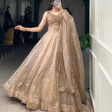 Golden Soft Gold Crush Lehenga