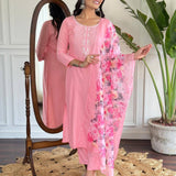 Pink Rayon Slub Straight Kurta