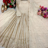 Pretty Chinon Silk Anarkali Gown - Size M