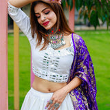 Elegant White Cotton lehenga Choli