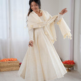 Off-white Cotton Thread Work Suit