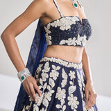 Dark Blue Kasturi Silk Lehenga