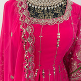 Neon Pink Royal Anarkali Set - Size XXL