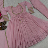 Pink Vichitra Silk Anarkali Gown