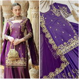 Exclusive Violet Roman Silk Suit