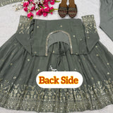 Grey Designer Embroidered Anarkali Gown