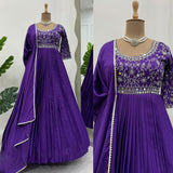 Partywear chinon Silk Anarkali Gown