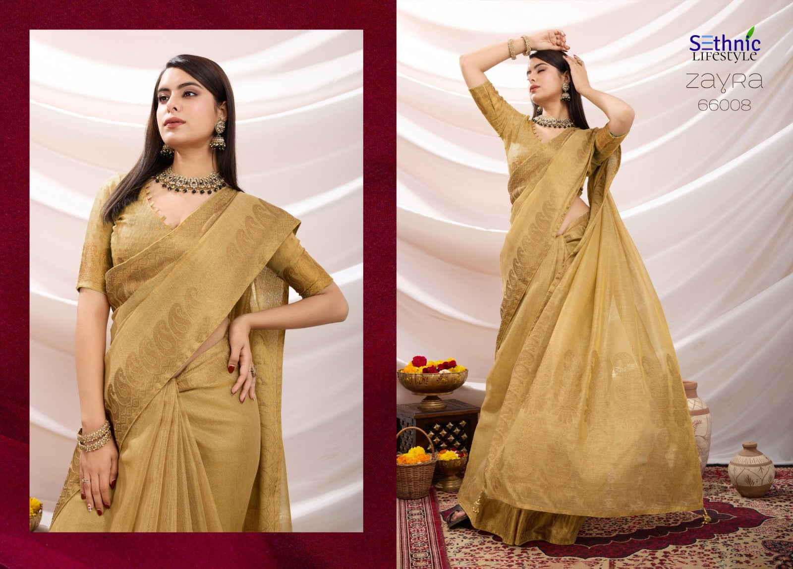 Zayra Ethnic Linen Tissue Saree