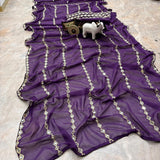 Purple Real Mirror Work Saree
