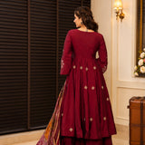 Maroon Rayon Cotton Anarkali Suit