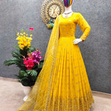 Launching New Designer Party Wear Look Heavy Embroidery Sequence Work Gown