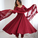 Classic Lukhnowi Georgette Anarkali suit