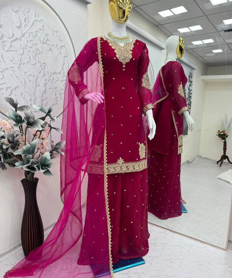 Fabulous Fandy Satin Top Plazzo