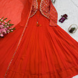 Orange Silk Anarkali Gown Collection