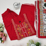 Beautiful embroidery work top with flowers  print Dupptta