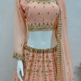 Peach Heavy Enbrodiery Lehenga