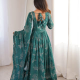 Green Printed Anarkali Gown Set