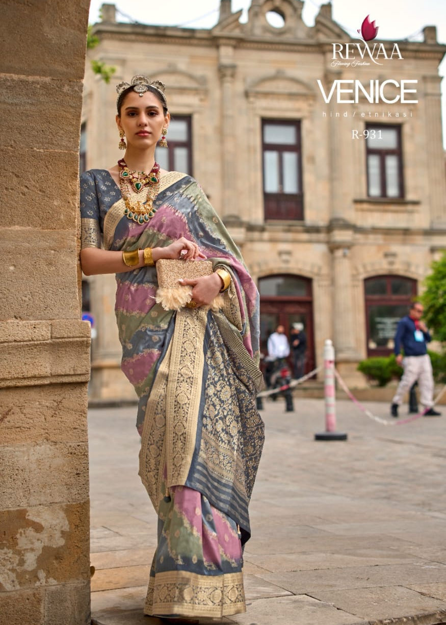 Premium Aqua Finish Silk Saree