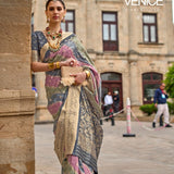 Premium Aqua Finish Silk Saree