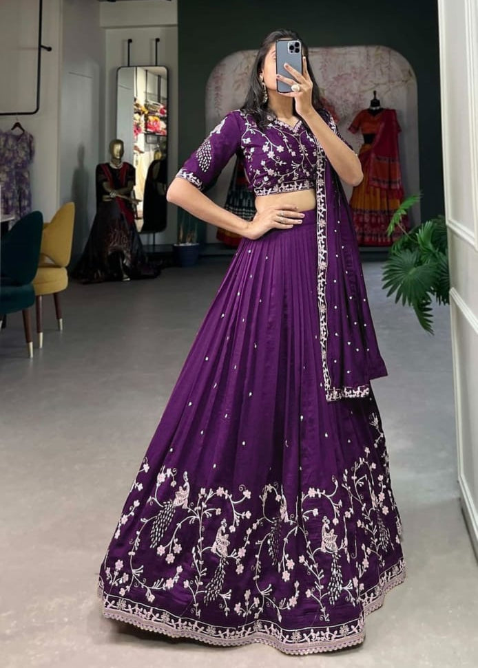 Beautyfull Chinon Zari Work Lehenga