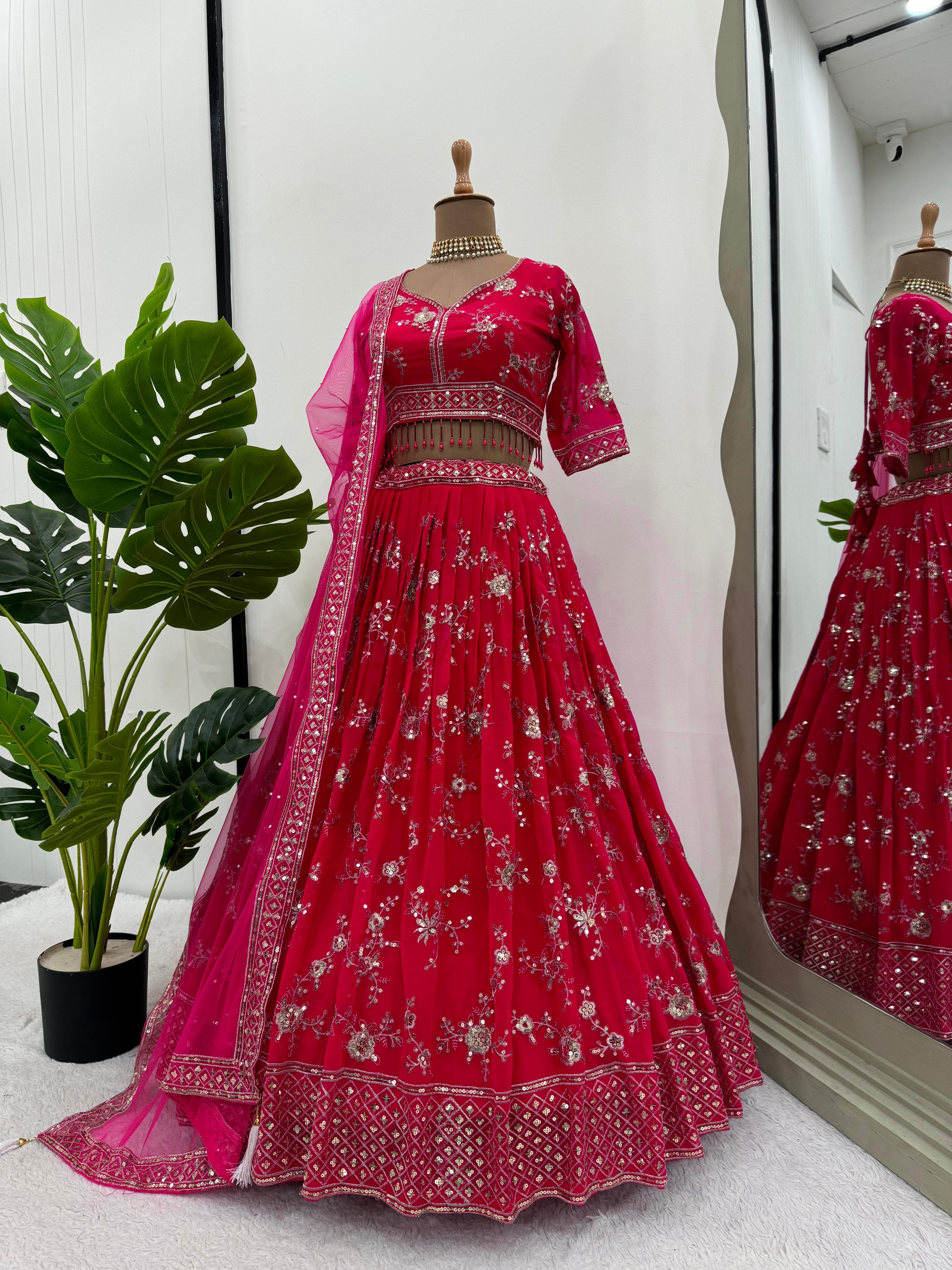 Fancy Red Thread Sequance Lehenga