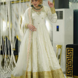White Traditional Chinon Silk Gown