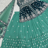 Bridal Sea Green Georgette Lehenga