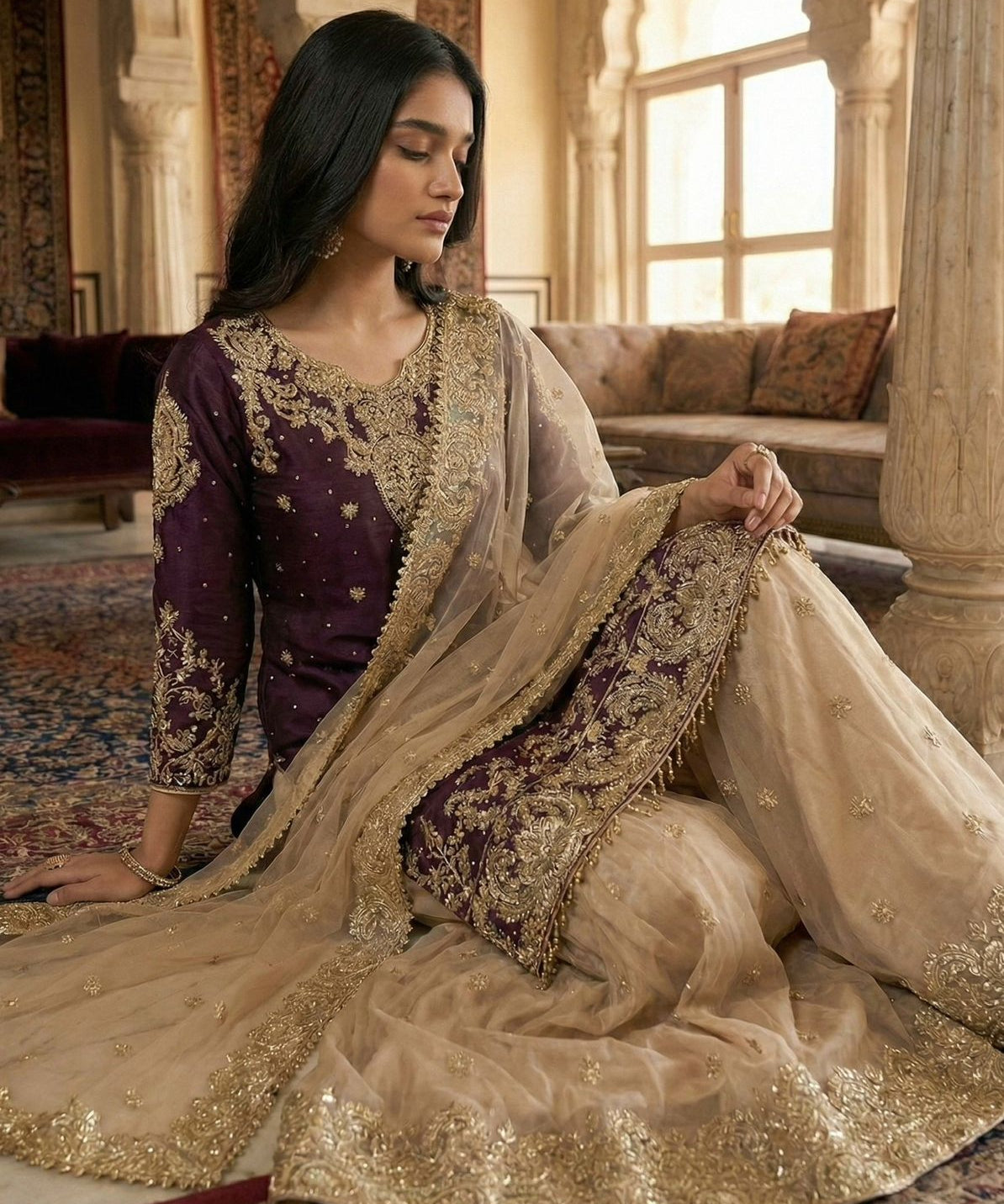 Trending Maroon Vichitra Silk Gown