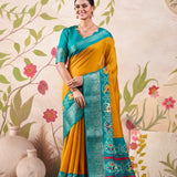 Rajvansh Tusser Checks Silk Saree