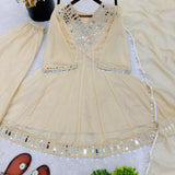 Pretty Mirror Work Organza Silk Suit