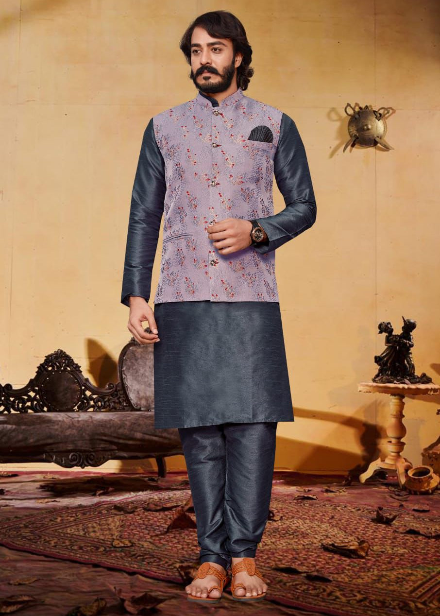 Men's Wedding Silk Kurta Koti