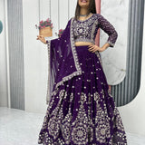 Embroidered Wine Lehenga Choli