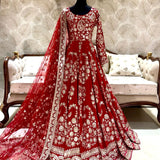 Designer Red Embroidered Gown