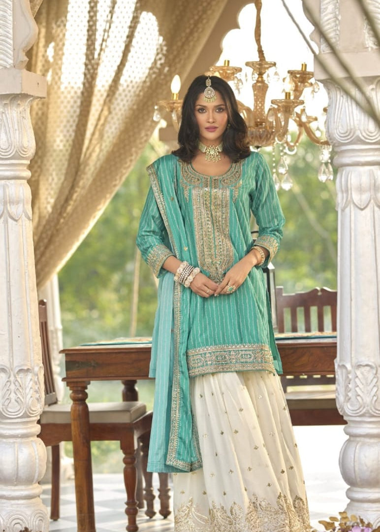 Seerat Stylish Chinon Plazzo Suit