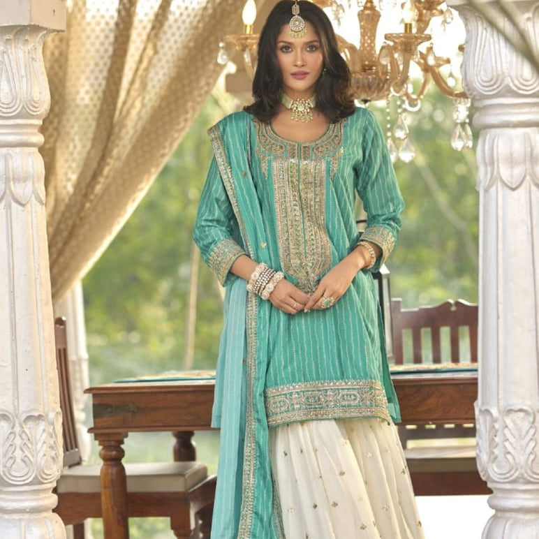 Seerat Stylish Chinon Plazzo Suit