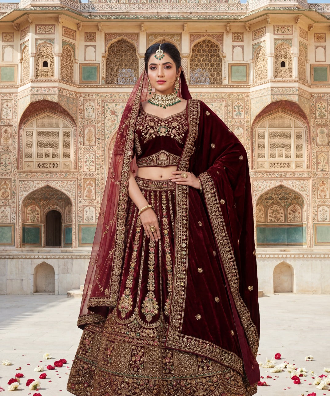 Royal Bridal Wedding Velvet Lehenga
