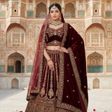 Royal Bridal Wedding Velvet Lehenga